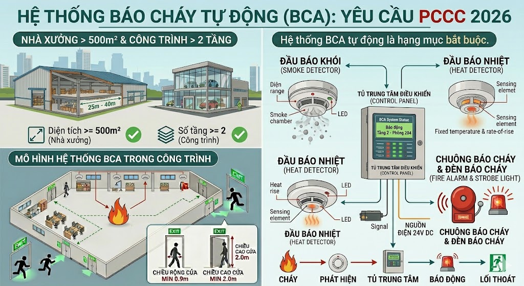 Phòng Cháy Chữa Cháy Theo Tiêu Chuẩn PCCC Nhà Máy Showroom 2026 Nhà Thầu Cần Biết 2 Hình ảnh minh họa - Hệ thống báo cháy tự động (BCA) -6