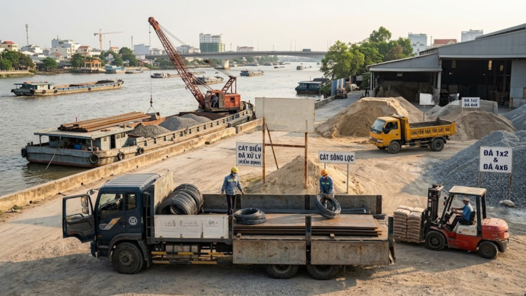 Logistics Vật Liệu Xây Dựng ĐBSCL – Giải Pháp Tránh Chậm Tiến Độ 2026 4 Hình ảnh minh họa - Nguồn cung cấp vật liệu - 2