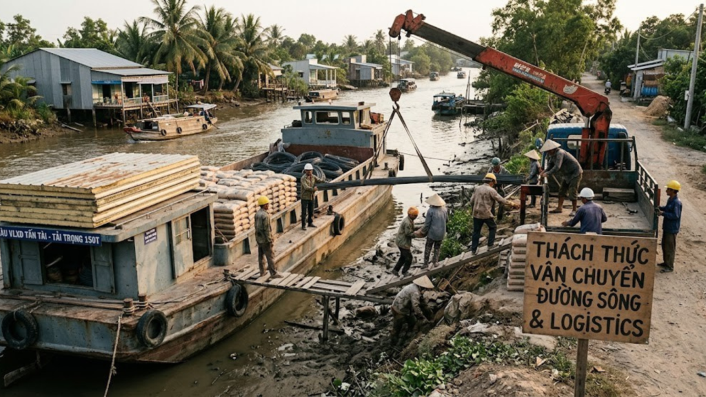 Logistics Vật Liệu Xây Dựng ĐBSCL – Giải Pháp Tránh Chậm Tiến Độ 2026 2 Hình ảnh minh họa - Vận chuyển đường sông - 1