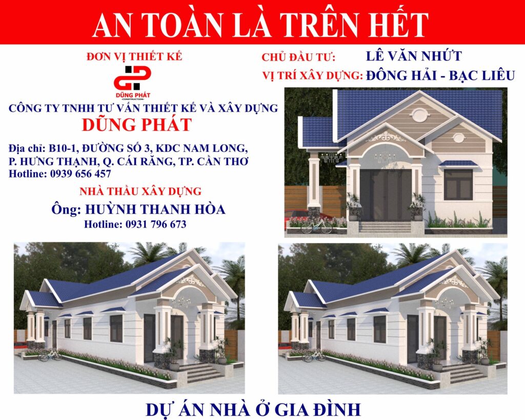 Thiết Kế Nhà Cấp 4 Mái Thái 161m2 Tại Bạc Liêu | Không Gian Sống Rãi Và Hiện Đại 1 2 - Hình ảnh công trình nhà Anh Hòa của Dũng Phát (1)