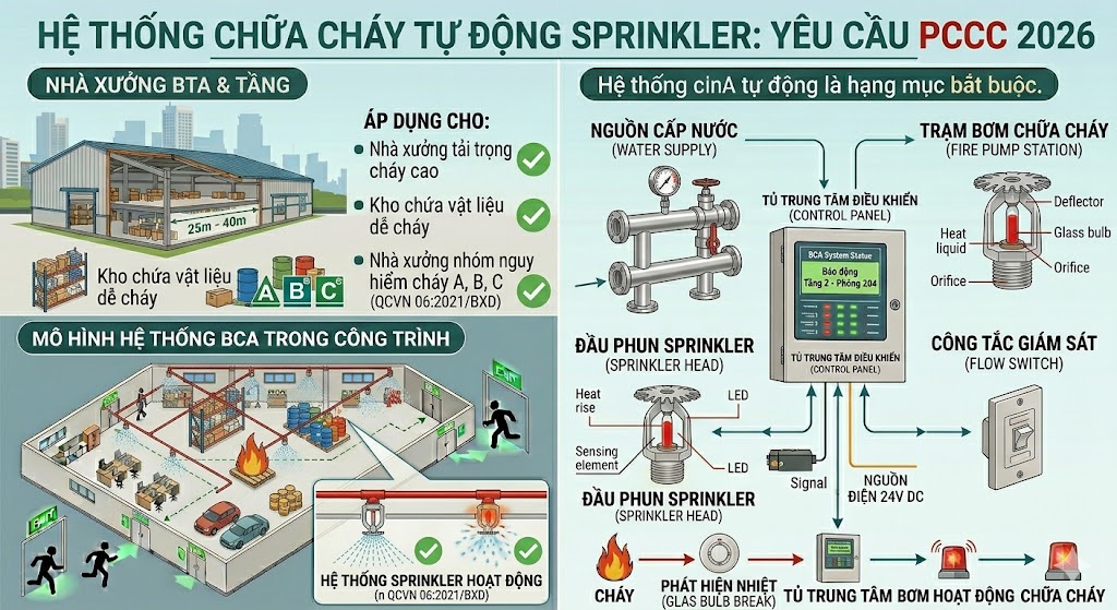 Phòng Cháy Chữa Cháy Theo Tiêu Chuẩn PCCC Nhà Máy Showroom 2026 Nhà Thầu Cần Biết 3 Hình ảnh minh họa - Hệ thống chữa cháy tự động sprinkler - 7