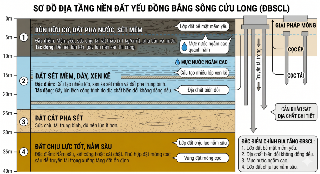Hình ảnh sơ đồ địa tầng nền đất yếu tại ĐBSCL Hình ảnh sơ đồ địa tầng nền đất yếu tại Đồng Bằng Sông Cửu Long - hình 2