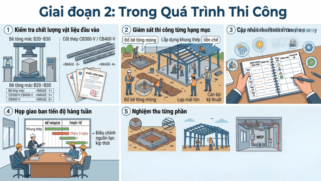 Checklist Bàn Giao Công Trình Xây Dựng Đúng Tiến Độ 2026 – Dũng Phát Dùng Gì Để Không Trễ Hạn? 2 Hình minh họa checklist bàn giao công trình xây dựng - giai đoạn 2 - 7