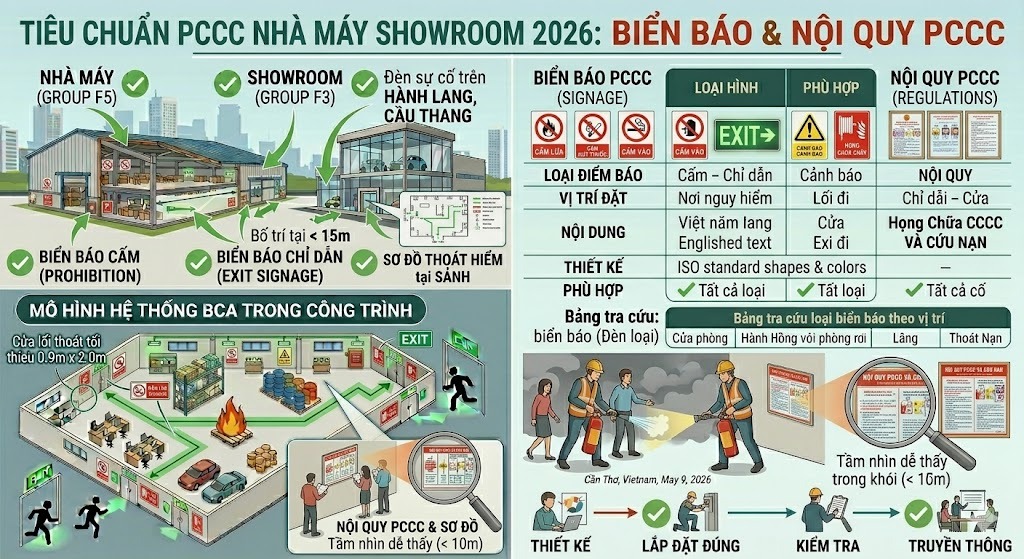 Phòng Cháy Chữa Cháy Theo Tiêu Chuẩn PCCC Nhà Máy Showroom 2026 Nhà Thầu Cần Biết 7 Hình ảnh minh họa - Biển báo PCCC và nội quy phòng cháy - 4