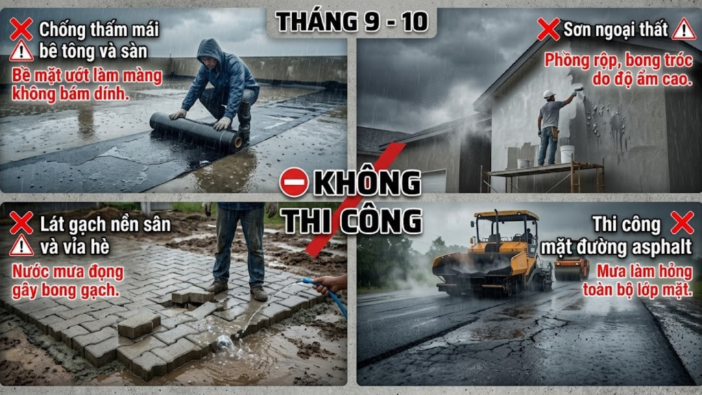 Thi Công Xây Dựng Mùa Mưa Miền Tây – Biện Pháp Và Kinh Nghiệm Thực Tiễn 2026 4 Hình ảnh minh họa - Hạng mục cần tránh thi công trong mùa mưa - 6