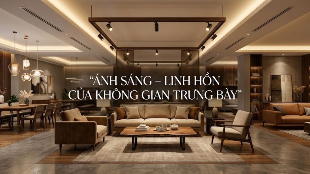 Case Study Showroom Nội Thất Cao Cấp Cần Thơ 2026 – Thi Công Không Gian Trưng Bày Đúng Tinh Thần Thiết Kế 1 Hình ảnh minh họa - Ánh sáng của không gian trưng bày - 9