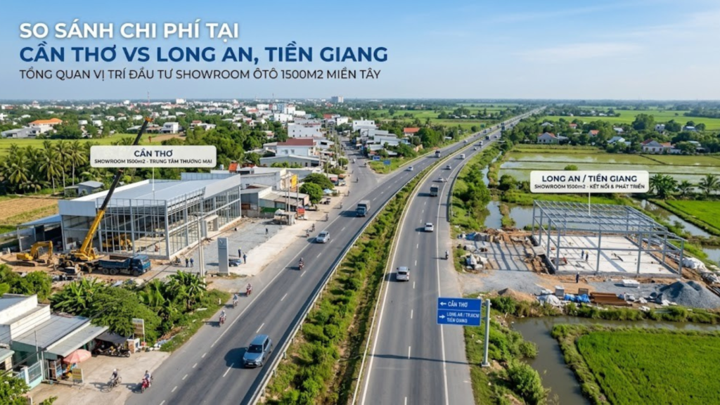 Phân Tích Chi Phí Đầu Tư Showroom Ô Tô 1500m2 Miền Tây: Tổng Ngân Sách Thực Tế 4 Hình ảnh minh họa - So sánh chi phí tại Cần Thơ, Long An, Tiền Giang - 7