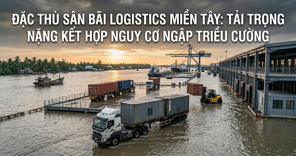 Kiểm Tra Độ Dốc Sân Bãi Logistics Và Cao Độ Sàn Kho Vận Theo Tiêu Chuẩn 2026 1 Hình ảnh minh họa - Đặc thù sân bãi logistics Miền Tây - 8