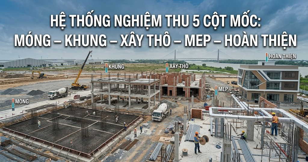 Quy Trình Nghiệm Thu Công Trình B2B Theo Từng Giai Đoạn Giúp Tối Ưu Dòng Vốn Chủ Đầu Tư 2 Hình ảnh minh họa - Hệ thống nghiệm thu 5 cột mốc - 7