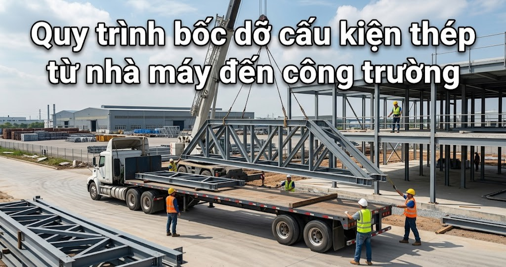 Giải pháp vận chuyển cấu kiện thép siêu trường siêu trọng qua hệ thống sông rạch ĐBSCL 2026 3 Hình ảnh minh họa - Bốc dở cấu kiện thép - 6
