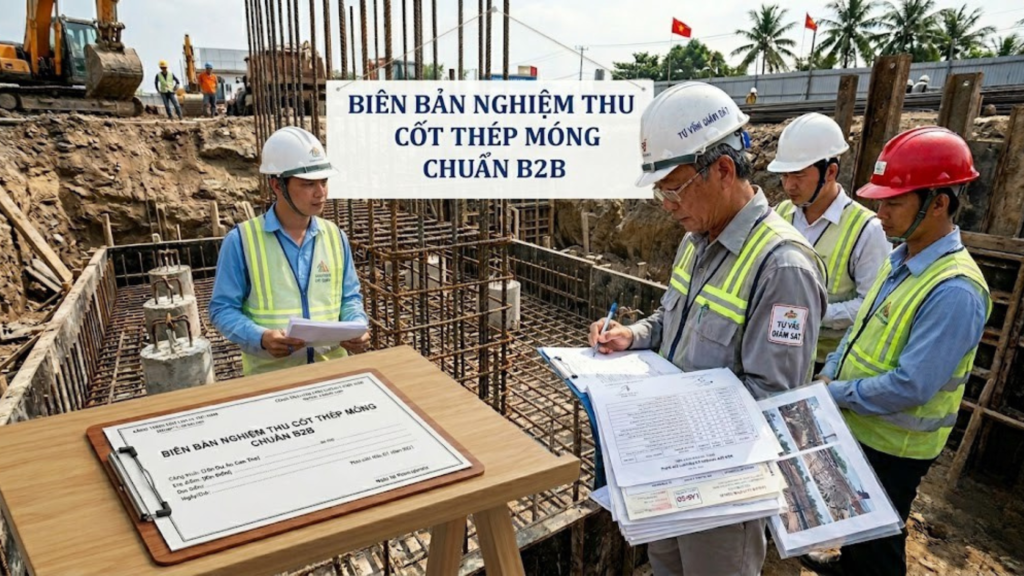 Cách giám sát cốt thép móng trên nền đất sụt lún vùng sông nước 2026 4 Hình ảnh minh họa - Biên bản nghiệm thu cốt thép móng chuẩn B2B - 8