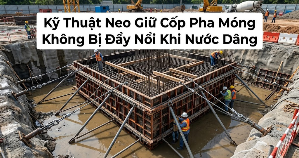 Checklist Chuẩn Bị Mặt Bằng Thi Công Mùa Triều Cường Miền Tây Rằm Tháng 8 Âm Lịch 4 Hình ảnh minh họa - Kỹ thuật neo giữ cốp pha móng - 5