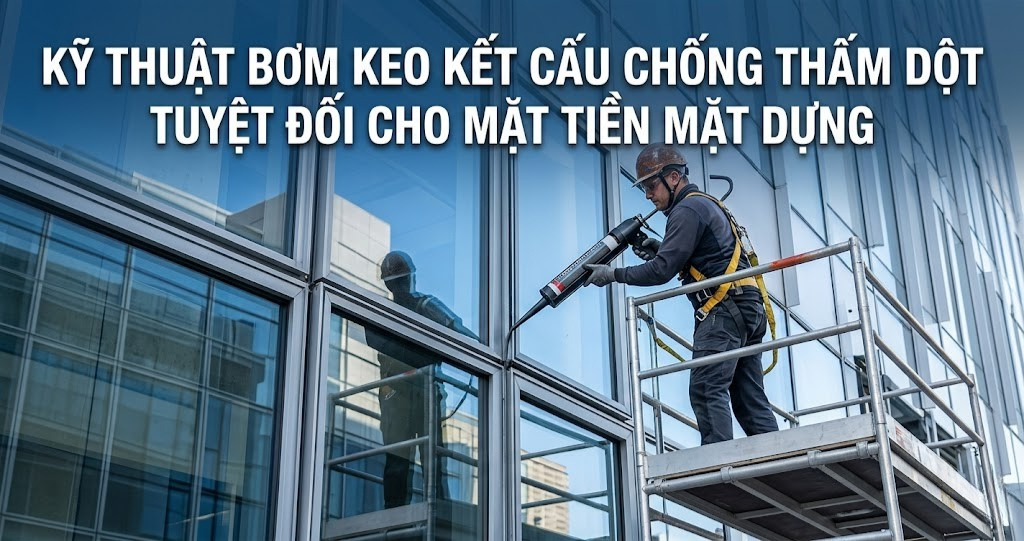 Quy Trình Lắp Đặt Kính Mặt Dựng Showroom Bằng Kính Cường Lực Khổ Lớn Cho Không Gian Hiện Đại 2026 3 Hình ảnh minh họa - Kỹ thuật bơm keo kết cấu chống thấm - 7