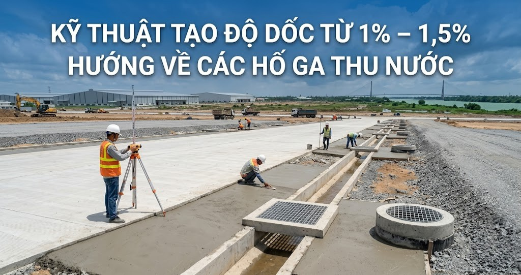 Kiểm Tra Độ Dốc Sân Bãi Logistics Và Cao Độ Sàn Kho Vận Theo Tiêu Chuẩn 2026 3 Hình ảnh minh họa - Kỹ thuật tạo độ dốc - 4