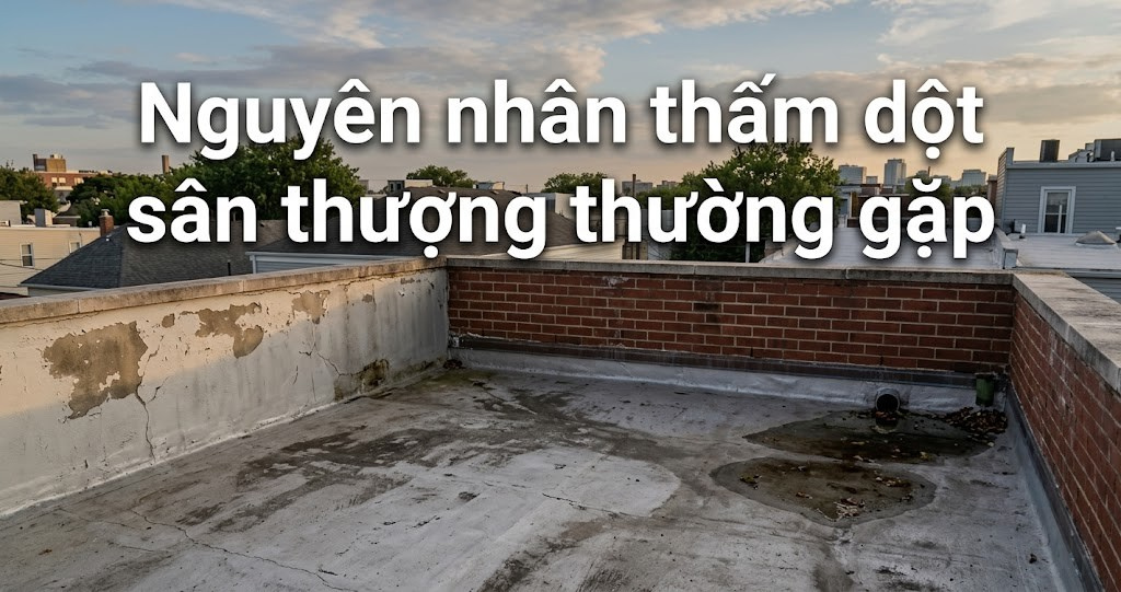 Case Study: Phân tích Chống thấm sân thượng đúng kỹ thuật – 5 phương pháp phổ biến nhất hiện nay 1 Hình minh họa - Nguyên nhân thấm dột sân thượng - 4